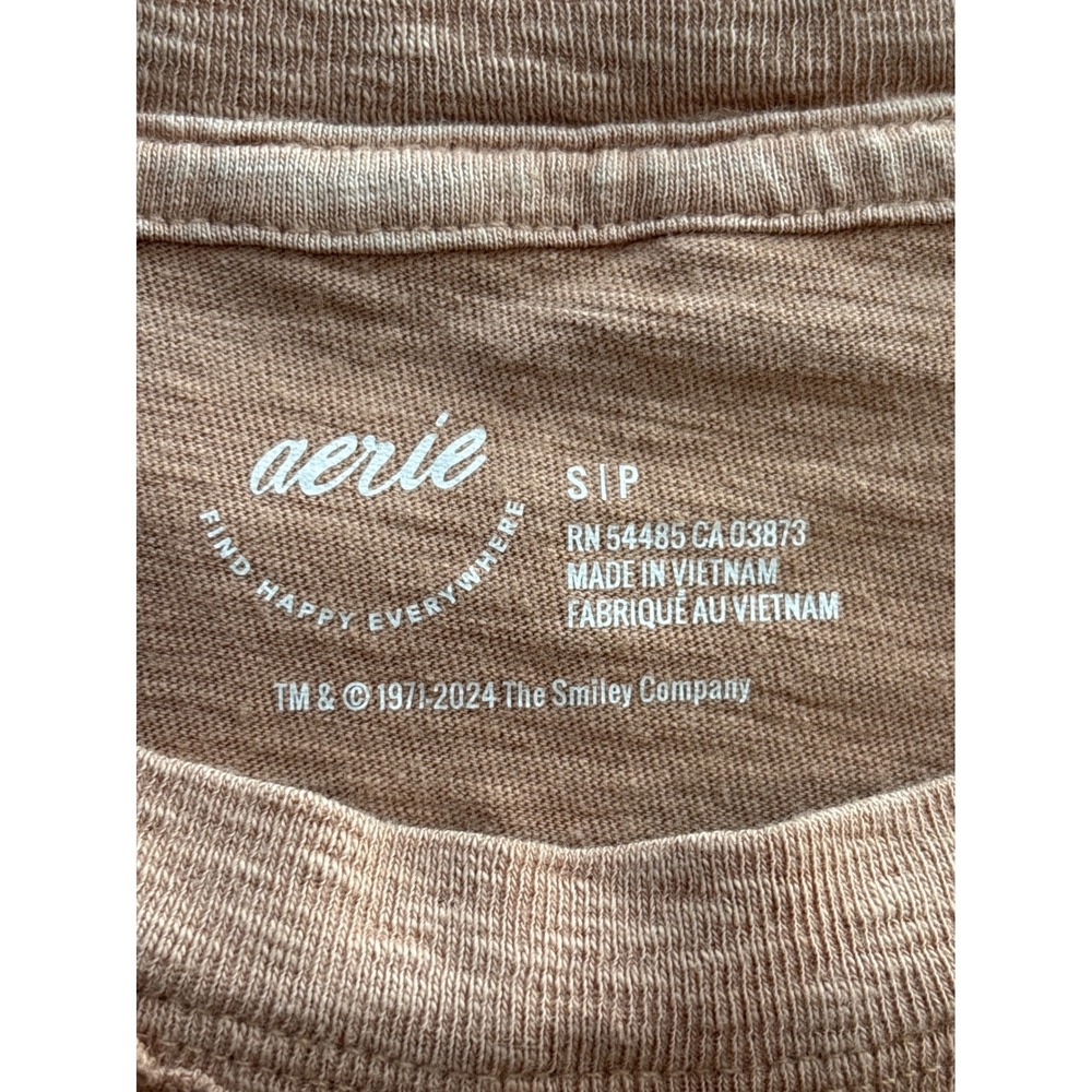 Aerie Brown Graphic T-Shirt Spring Fling Disco Ball Smiley Face Oversized Small - Picture 6 of 7